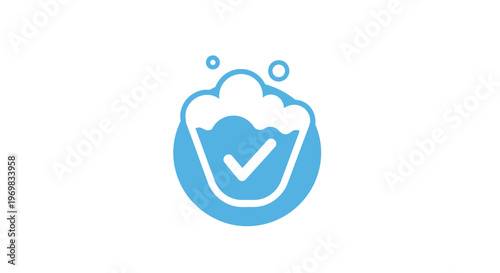 Blue Soap Bubble Check Mark.
