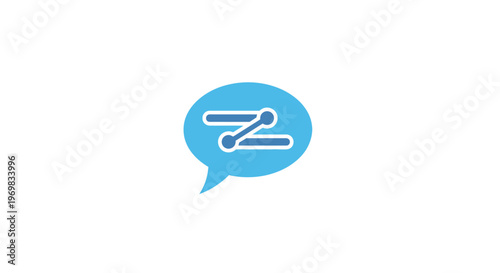 Blue speech bubble icon symbol.