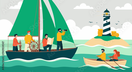 Sailing toward success with a lighthouse and money