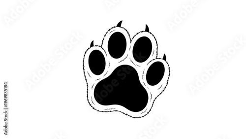 Black Paw Print Icon, Animal Footprint Symbol, Wild Animal Track, Vector Graphic