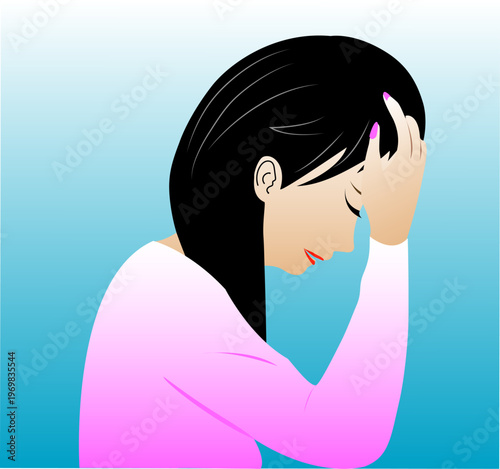 頭痛の女性のイラスト
