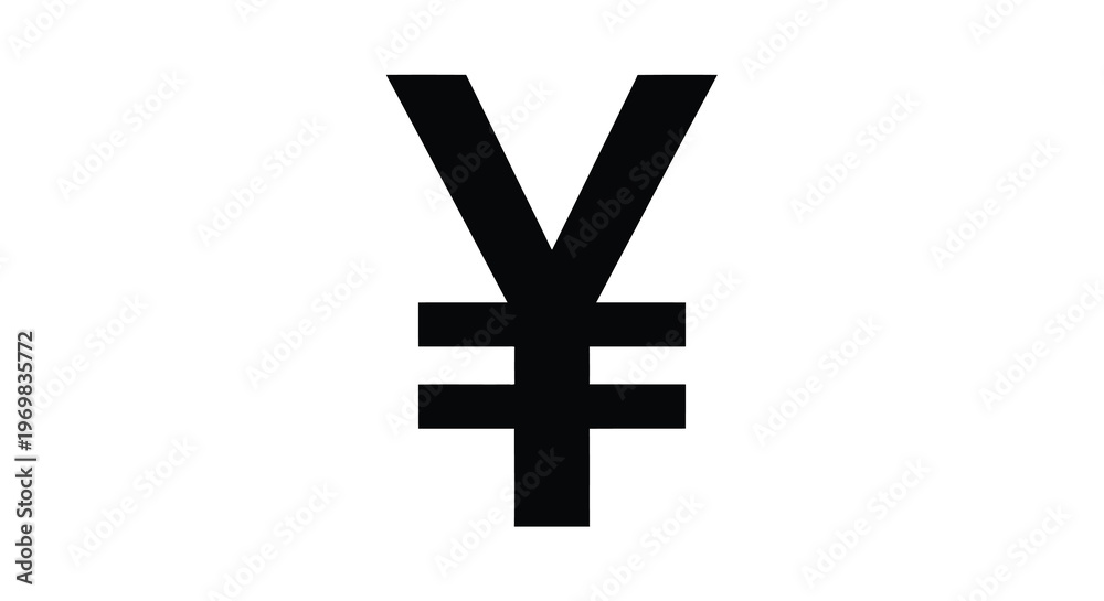 Fototapeta premium Black yen symbol against a white background a striking silhouette