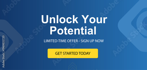 Modern Business Marketing Banner with Call to Action Button and Blue Gradient Background