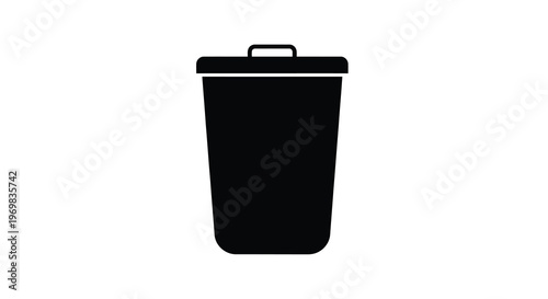 Simple black waste bin icon on a white background a stark silhouette