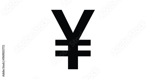Black yen symbol against a white background a striking silhouette