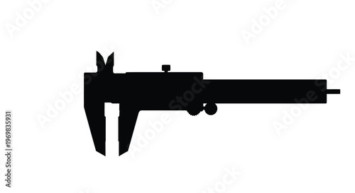 Black caliper tool illustration against a white background a striking silhouette