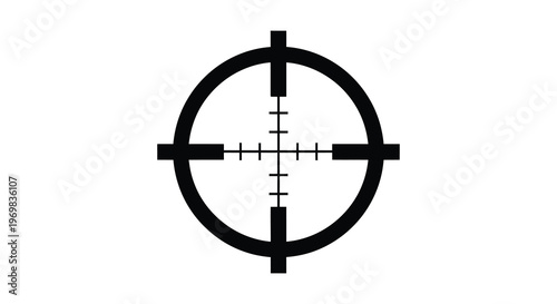 Black crosshair reticle design with circular outline a stark silhouette