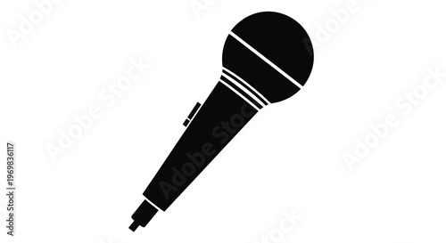 Simple black microphone icon against a white background silhouette high quality