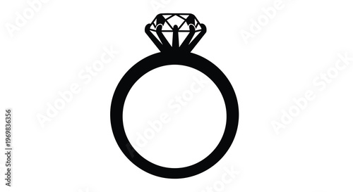 Black diamond ring with a prominent setting simple design silhouette