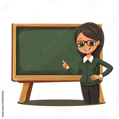 Educator by Blackboard Vector Graphic Isolated