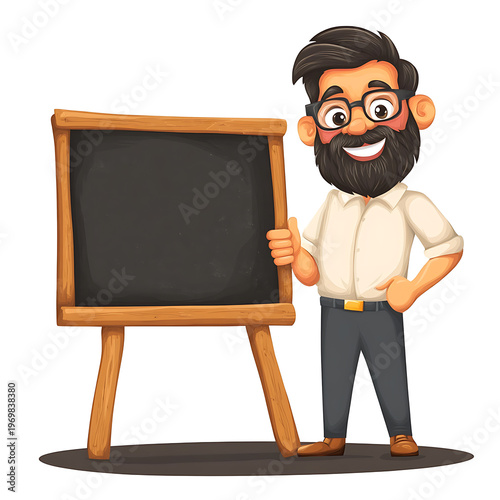 Educator at chalkboard vector illustration isolated
