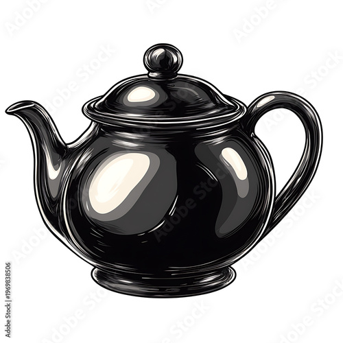 Classic Teapot Vector Illustration on White