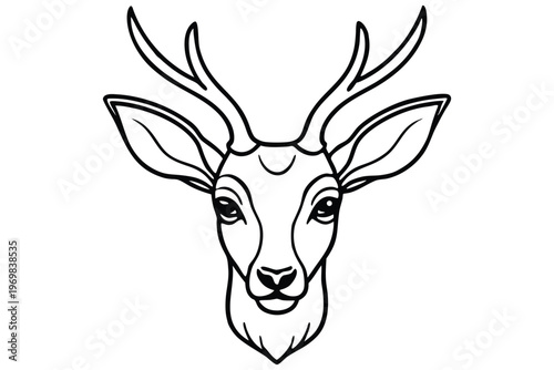head of deer silhouette line art vector illustration with a white background