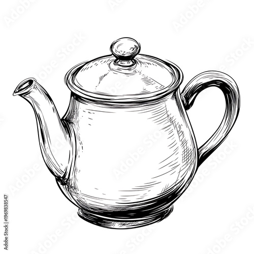 Modern Teapot Vector Illustration White Background