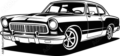 Classic vintage car illustration with detailed design and stylish retro appearance