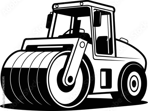 heavy road roller compacting surface for construction and infrastructure development