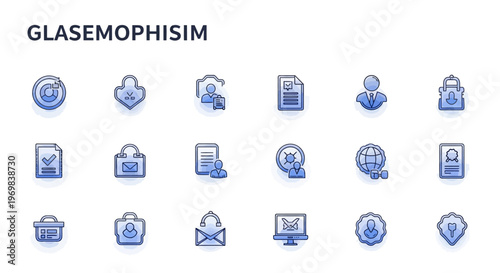Glasemophisim style icons for business and technology