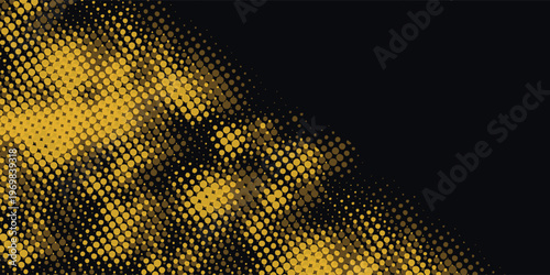 Black and yellow abstract background with brush stroke and halftone style. abstract grunge