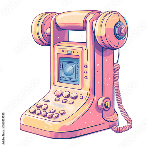 Modern telephone device vector illustration isolated