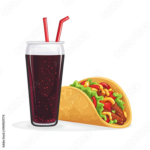 Fast Food Vector Illustration with Taco