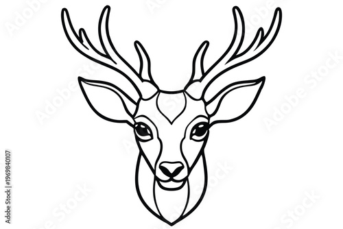 head of deer silhouette line art vector illustration with a white background