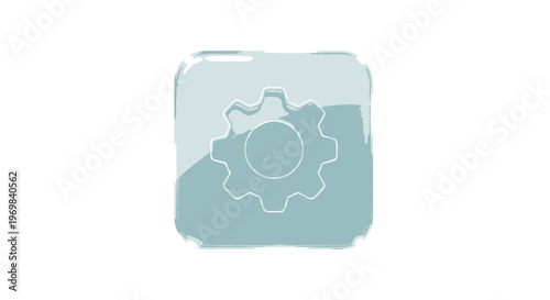Settings icon with gear on blue background, configuration