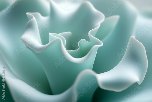 Soft and Dreamy Abstract Mint Rose Petals with Subtle Gradients and Organic Curves in Minimal Design