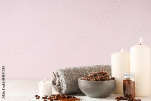 Bowl of coffee body scrub w...