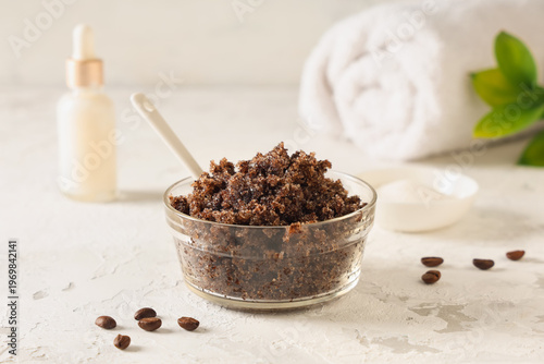 Jar of coffee body scrub wi...