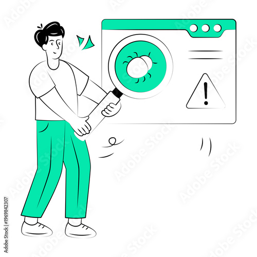 Drawing style illustration showing malware detection