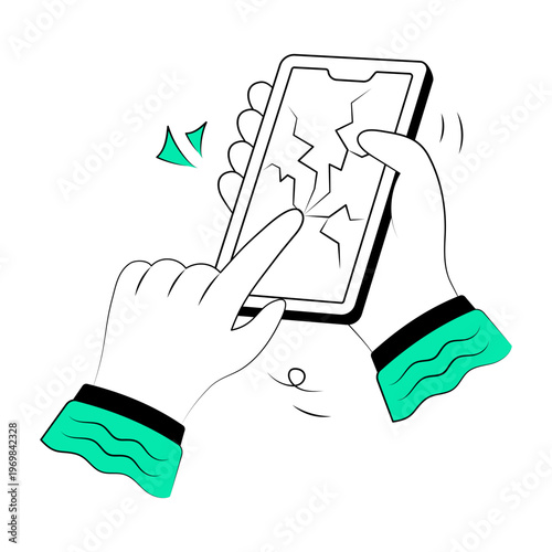 A drawing style illustration representing a broken screen