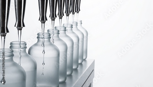 Automated filling of clear liquid into glass bottles