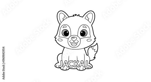 Adorable Cartoon Jackal Character for Children's Coloring Books Educational Materials and Digital Design Projects Offering a Playful Representation of a Young Canid.