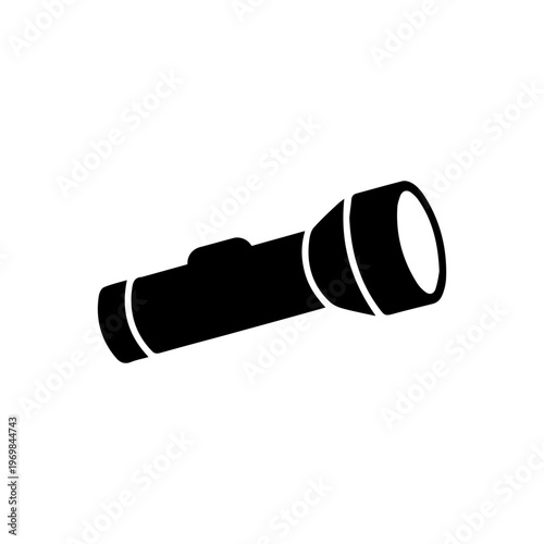 Black Flashlight Silhouette Icon.