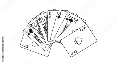 A fan of playing cards illustration.