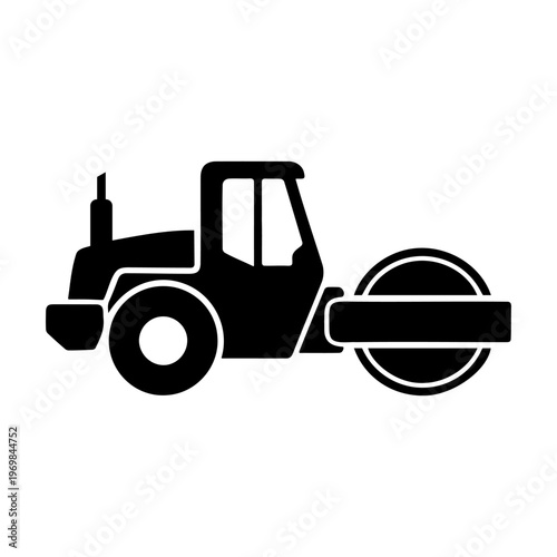 Simple Steamroller Symbol in Monochrome.
