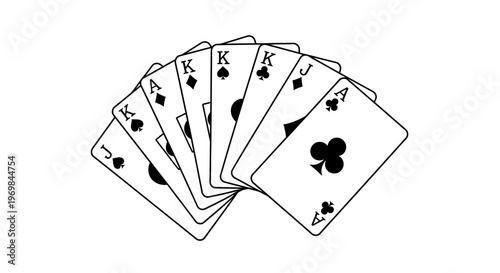 A fan of playing cards illustration.