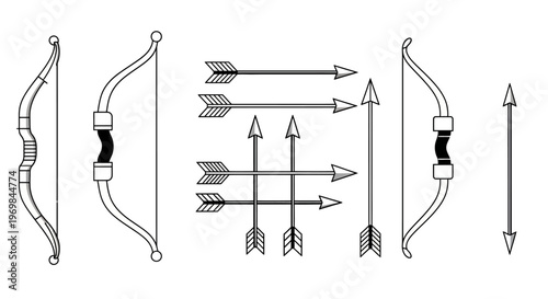 Arrows and bows for archery sports.