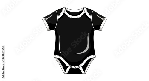 Black baby onesie with white trim.