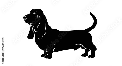 Black silhouette of a dachshund dog.