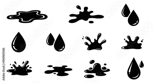 Ink drops and splashes black.