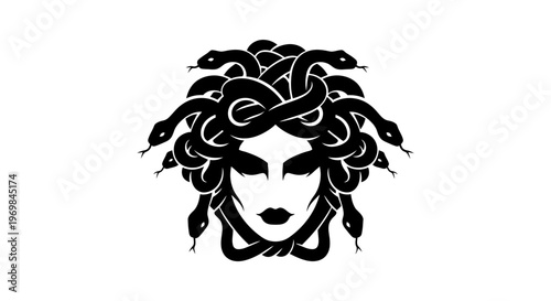 Medusa head with snakes hair.
