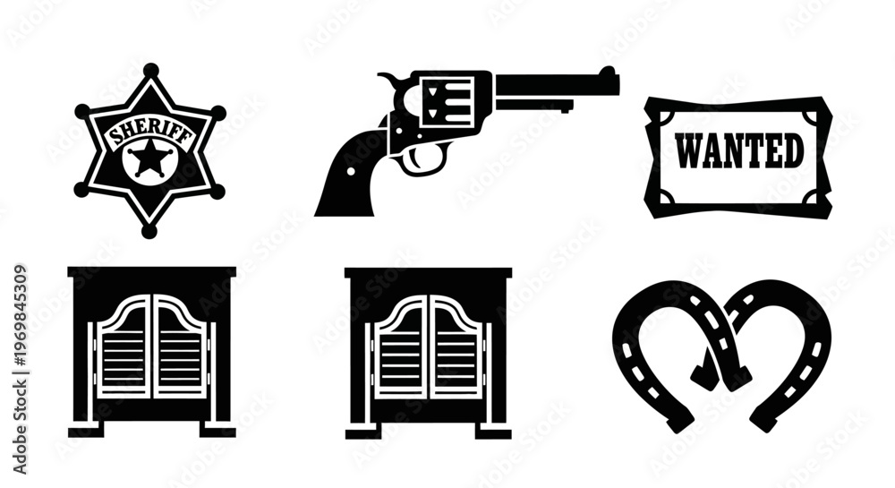Fototapeta premium Western themed icons and symbols.