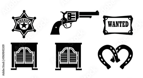 Western themed icons and symbols.