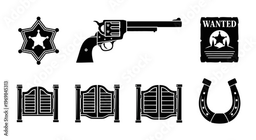 Western themed icons and symbols set.