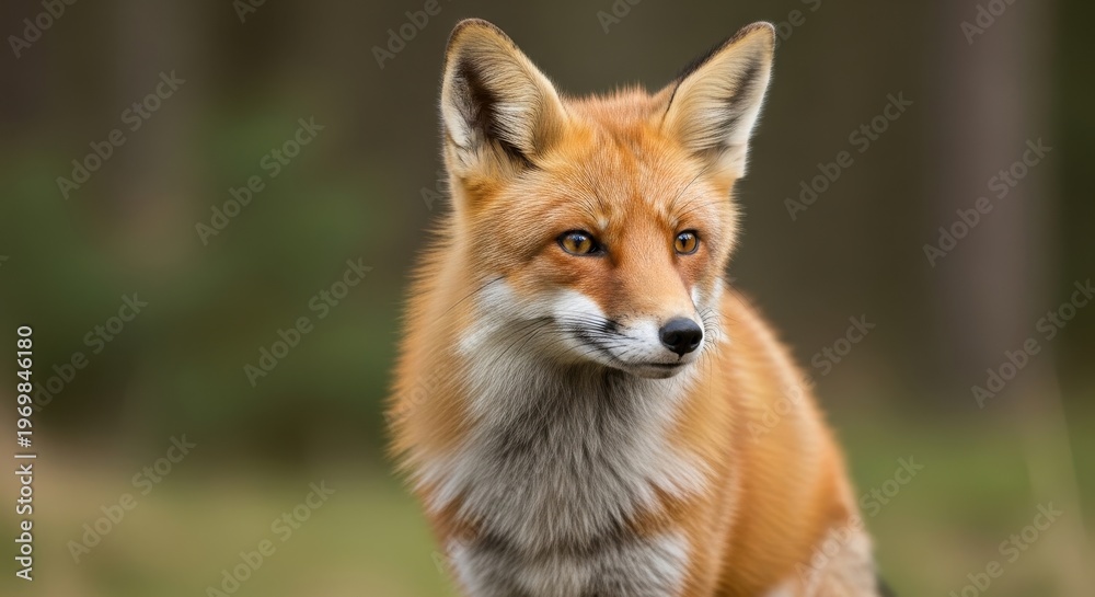 Fototapeta premium A captivating close-up of a wild red fox, showcasing its alert expression and vibrant fur in a natural outdoor setting.