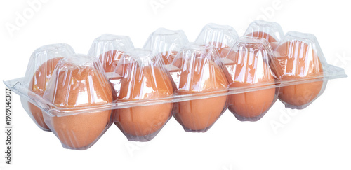 eggs in clear plastic packaging with isolated background
