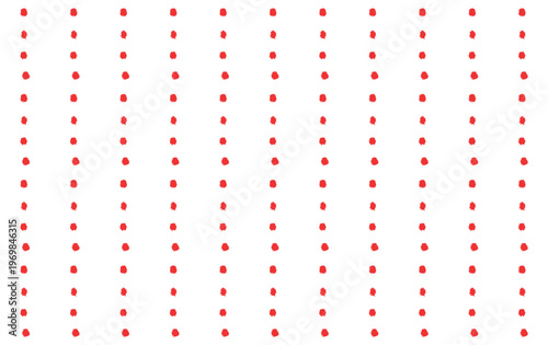 Hand-drawn red dot vertical stripe seamless pattern on transparent background