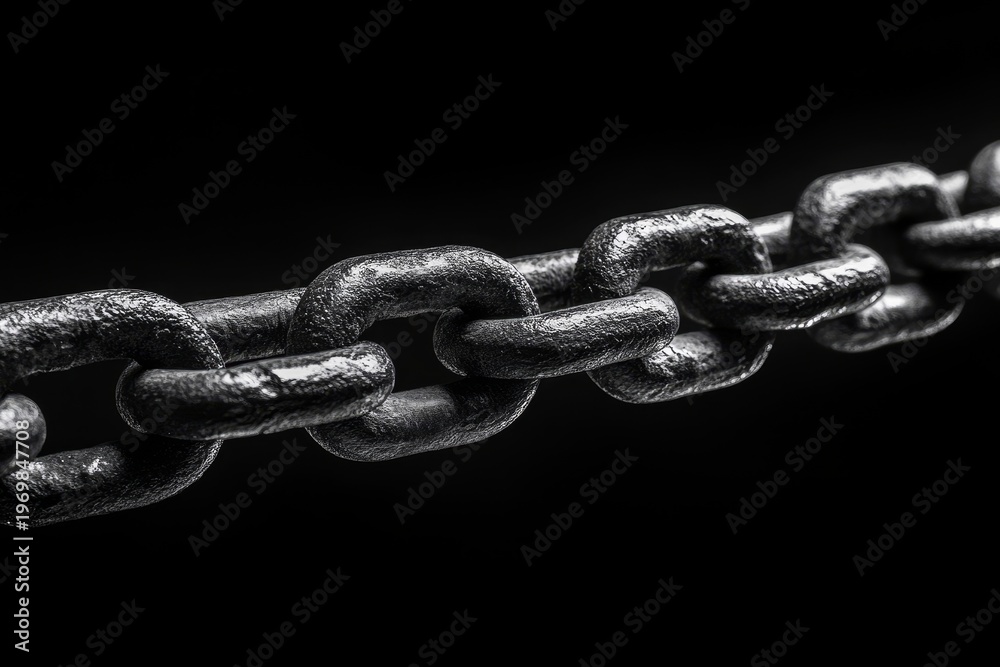 Obraz premium Black diagonal chain as a representation of blockchain technology, illustrating secure digital transactions, Generative AI