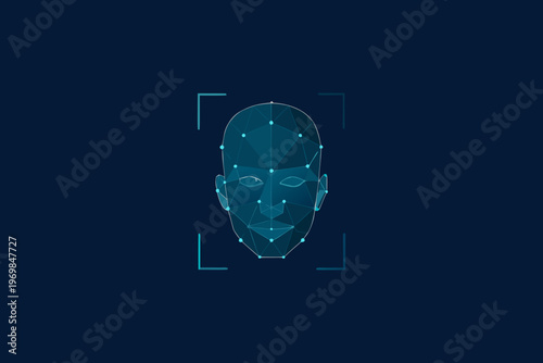 Geometric face scan with a polygonal mesh and surrounding identification frame